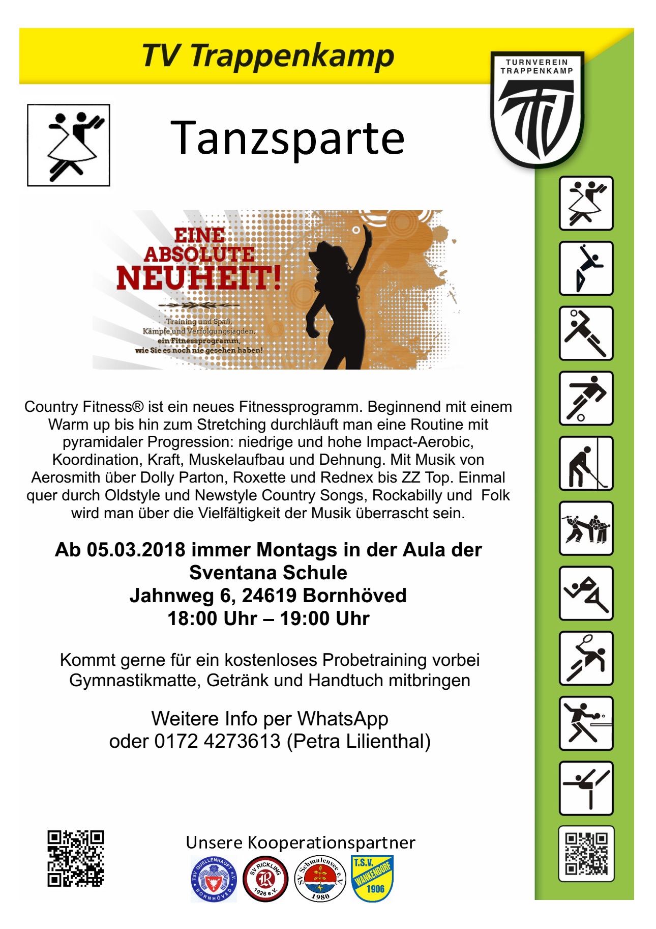 Tanzen Flugblatt Country Fitness