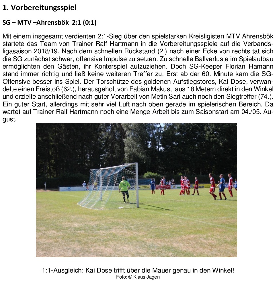 Spielbericht Ahrensbök Kurzform