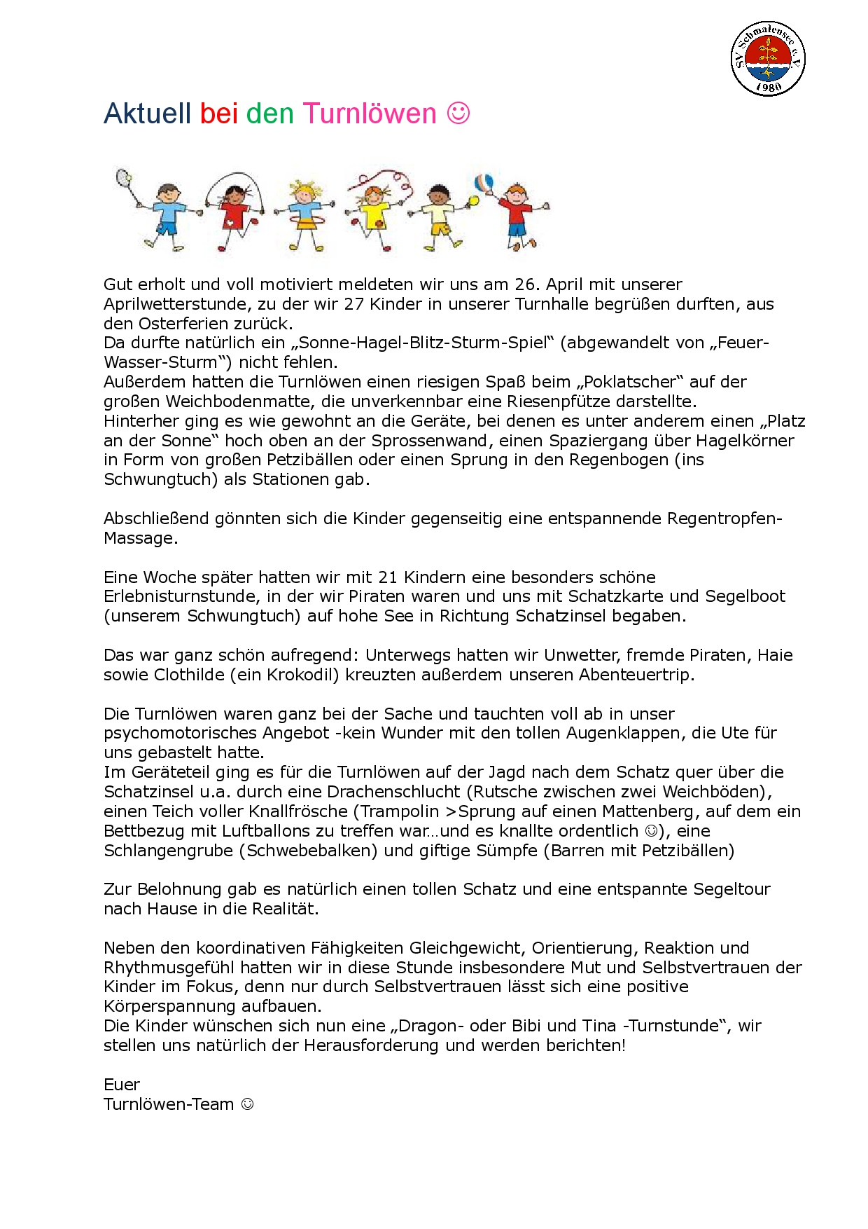 Kinderturnen Neuigkeiten 052017